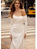 Strapless Ivory Pleated Satin Unusual Wedding Dress